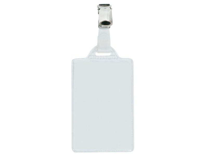 PASS1E BADGEHOUDER VERT.55X85MM PVC+METAAL CLIP+KAARTJE(100)