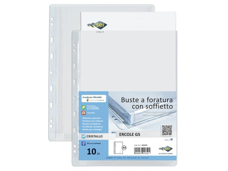 ERCOLE GS 22X30 10 PUNCHED POCKET 250 SHEETS A4 PVC